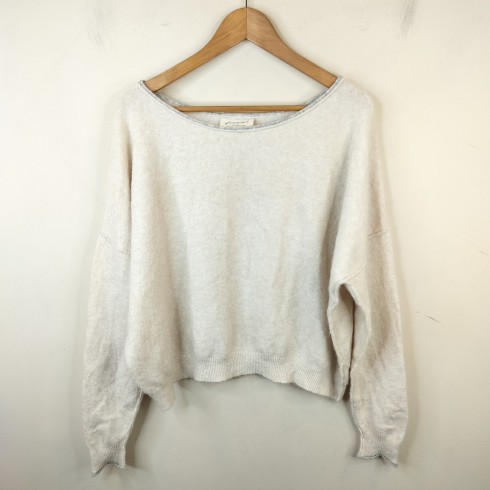 Free People Wool Blend Sweater Small Soft Cozy Oversize Loose Boat Neck
